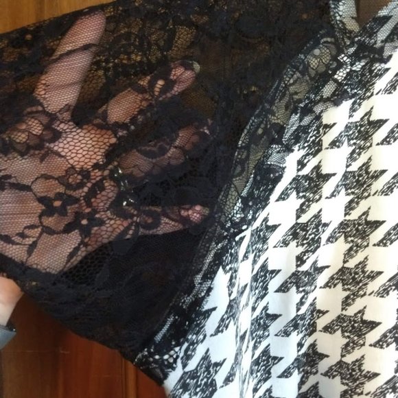 Junarose houndstooth and lace t shirt - Picture 3 of 4